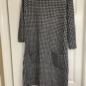 Black and White Gingham Check Dress with Pockets